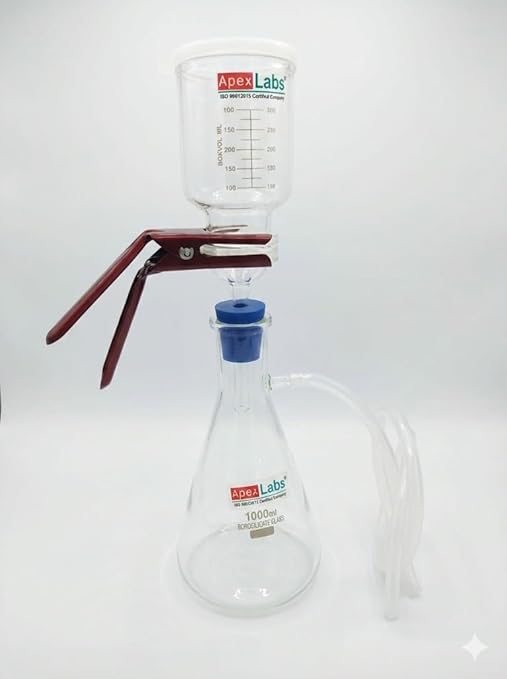 Vacuum Filtration Assembly Kit, Borosilicate Glass, 1000ml Filtering Flask, 300ml Graduated Funnel, with Aluminum Clip