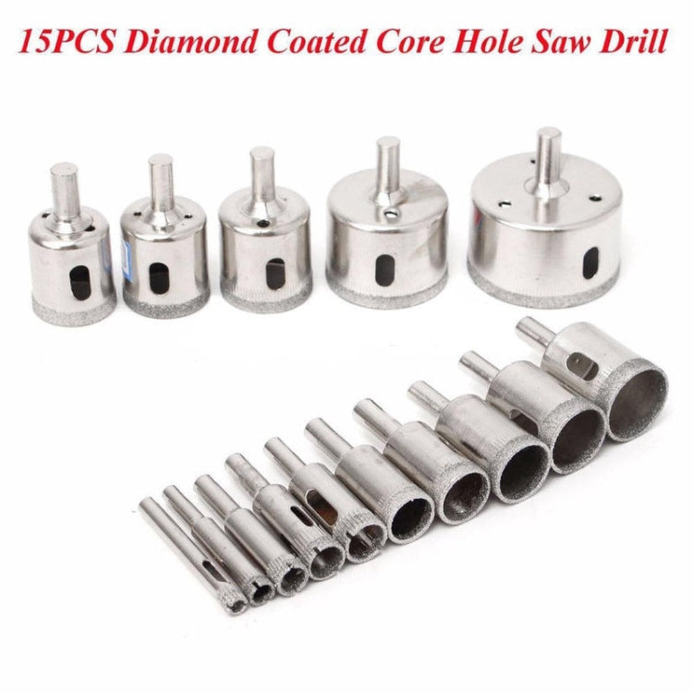 15 In 1 6-50mm Diamond Glass Hole Opener Ceramic Marble Hole Opener, 15 In 1 Diamond Glass Hole Opener