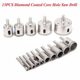 15 In 1 6-50mm Diamond Glass Hole Opener Ceramic Marble Hole Opener, 15 In 1 Diamond Glass Hole Opener