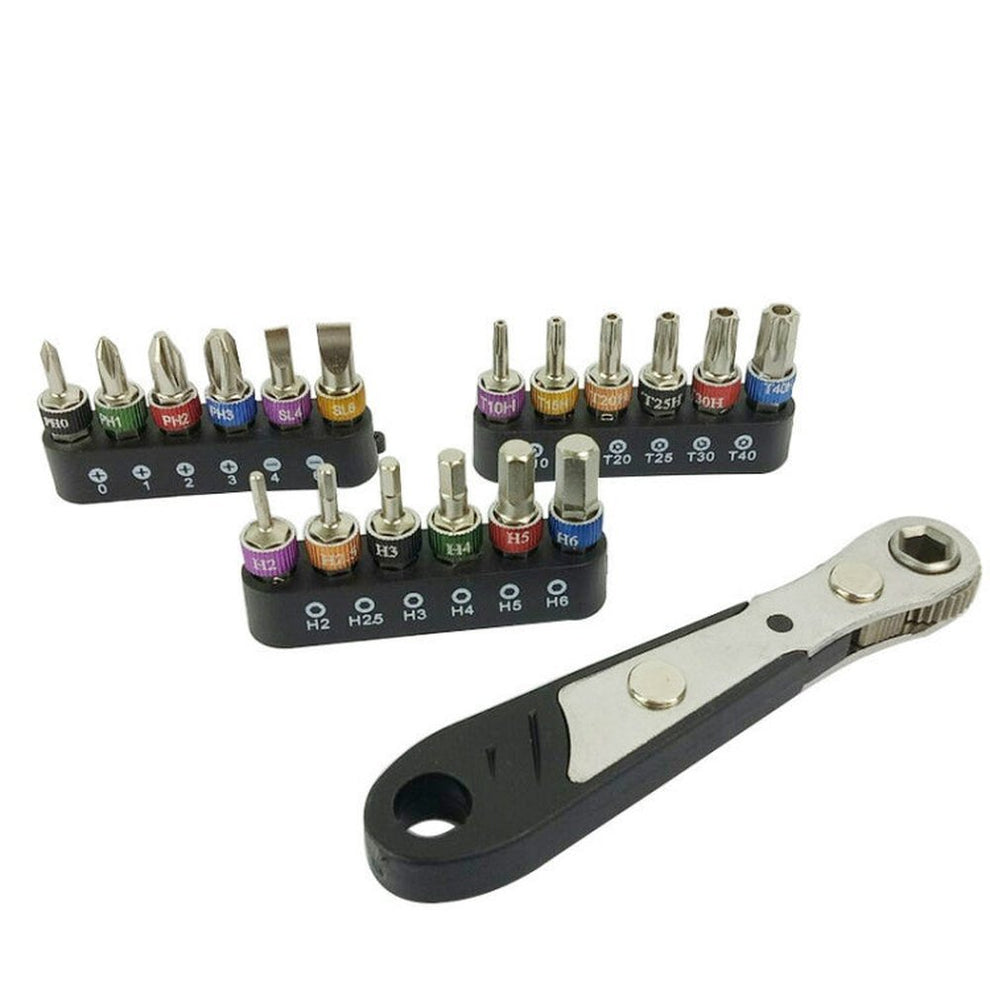 19 In 1 1/4 Ratchet Wrench Bit Set Mini Bit Set Manual Wrench, Black H ...