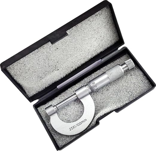 Micrometer Screw Gauge, Nickel Plated Brass - Range 0-25x0.01mm