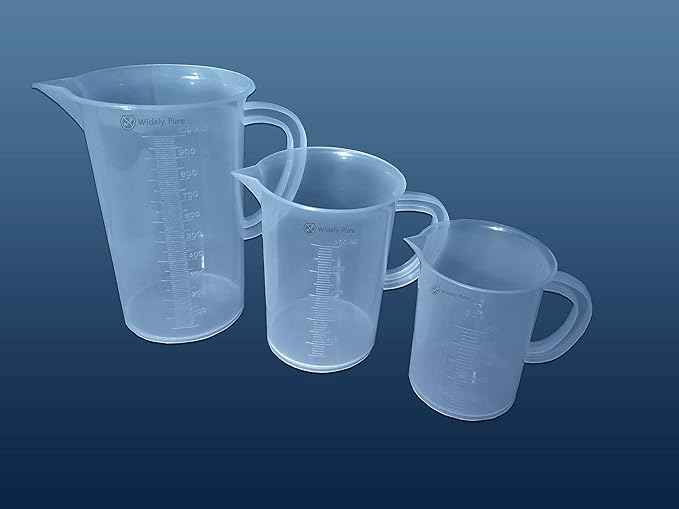 Multipurpose Measuring Cup/Beaker/Jug Set for Kitchen, Cooking, Science Labs, Baking, Car Service & Schools – BPA-Free Plastic, Set of 5 (1000ml, 500 ml, 250ml, 100ml, 50ml)