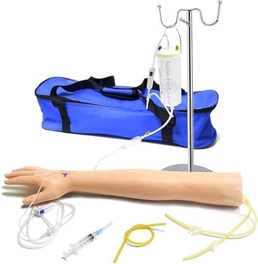 Injectable Training Arm Set for Phlebotomy, Transfusion, IV Injection Practice, Premium Quality Vein on Elbow, Forearm for Nursing Students Practice and Training