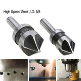2 In 1 Round Handle 5 Blade Chamfering Woodworking Countersunk Drill Cone Drill, 5 Blade