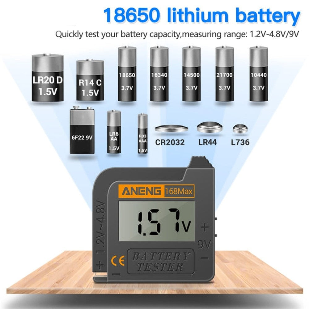 2 PCS ANENG 168MAX Portable Battery Tester High-Precision Battery Power Tester Battery Capacity Tester