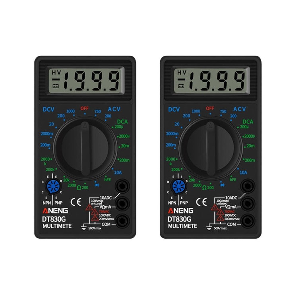 2 PCS ANENG DT830G Portable Digital Multimeter, Black, Yellow