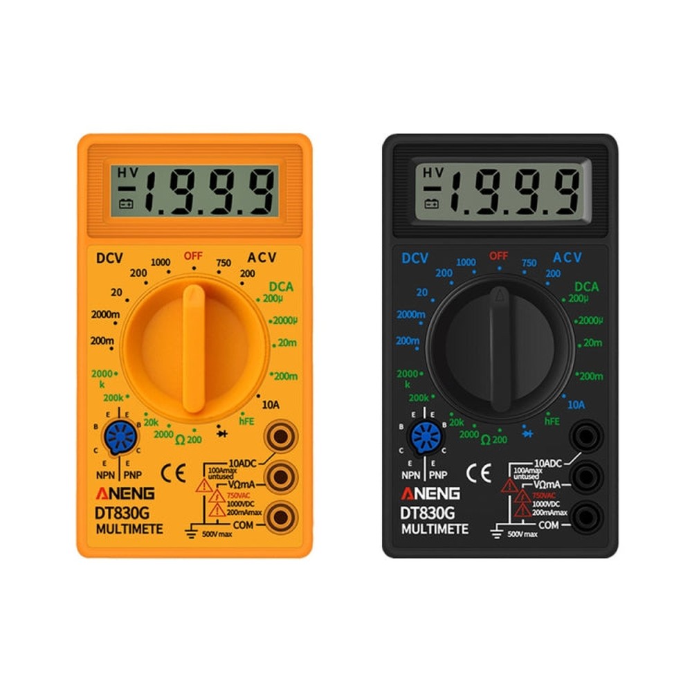 2 PCS ANENG DT830G Portable Digital Multimeter, Black, Yellow