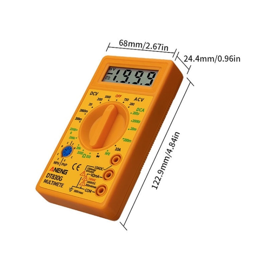 2 PCS ANENG DT830G Portable Digital Multimeter, Black, Yellow