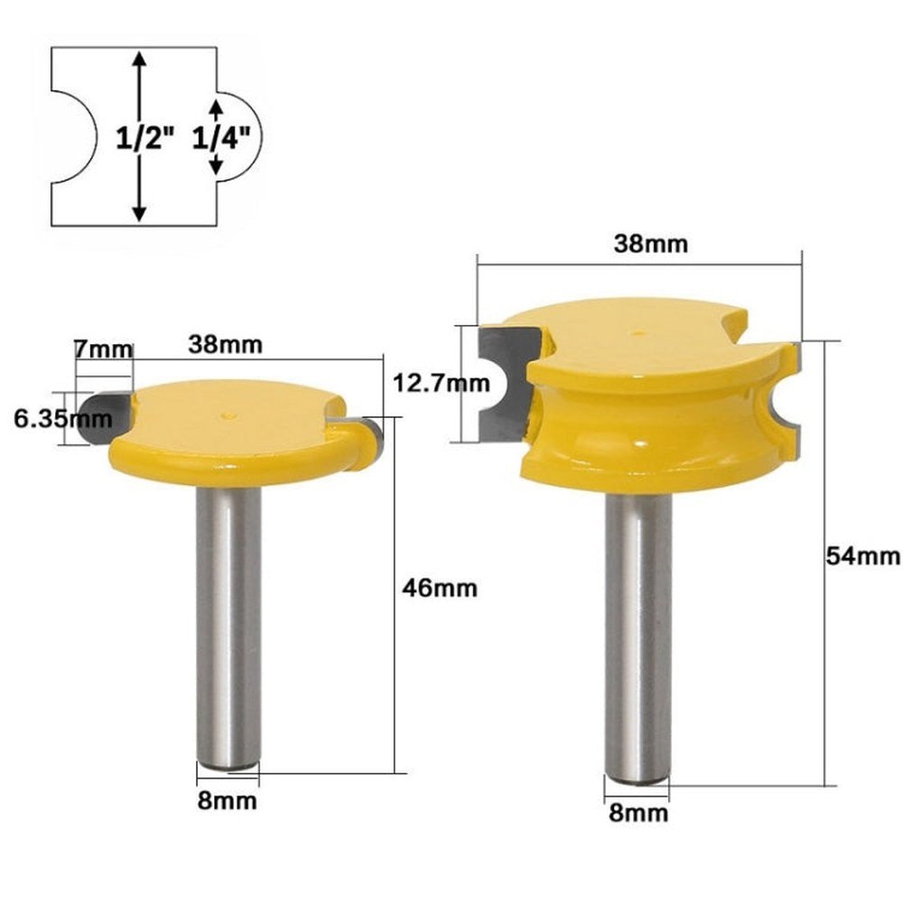 2 PCS/Set 8 - Handle Arc T - Type Tenon Cutter Woodworking Trimming Engraving Machine Milling Cutter, 2 PCS/Set - laboratorydeal