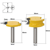 2 PCS/Set 8-Handle Arc T-Type Tenon Cutter Woodworking Trimming Engraving Machine Milling Cutter, 2 PCS/Set
