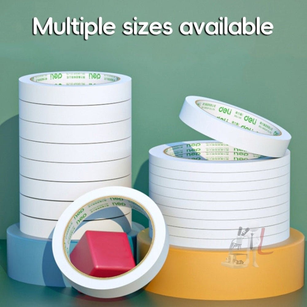 2 Volumes Deli High Adhesive Double Faced Adhesive Strong Dual Sided Tape, 9mm, 12mm, 18mm, 24mm - laboratorydeal