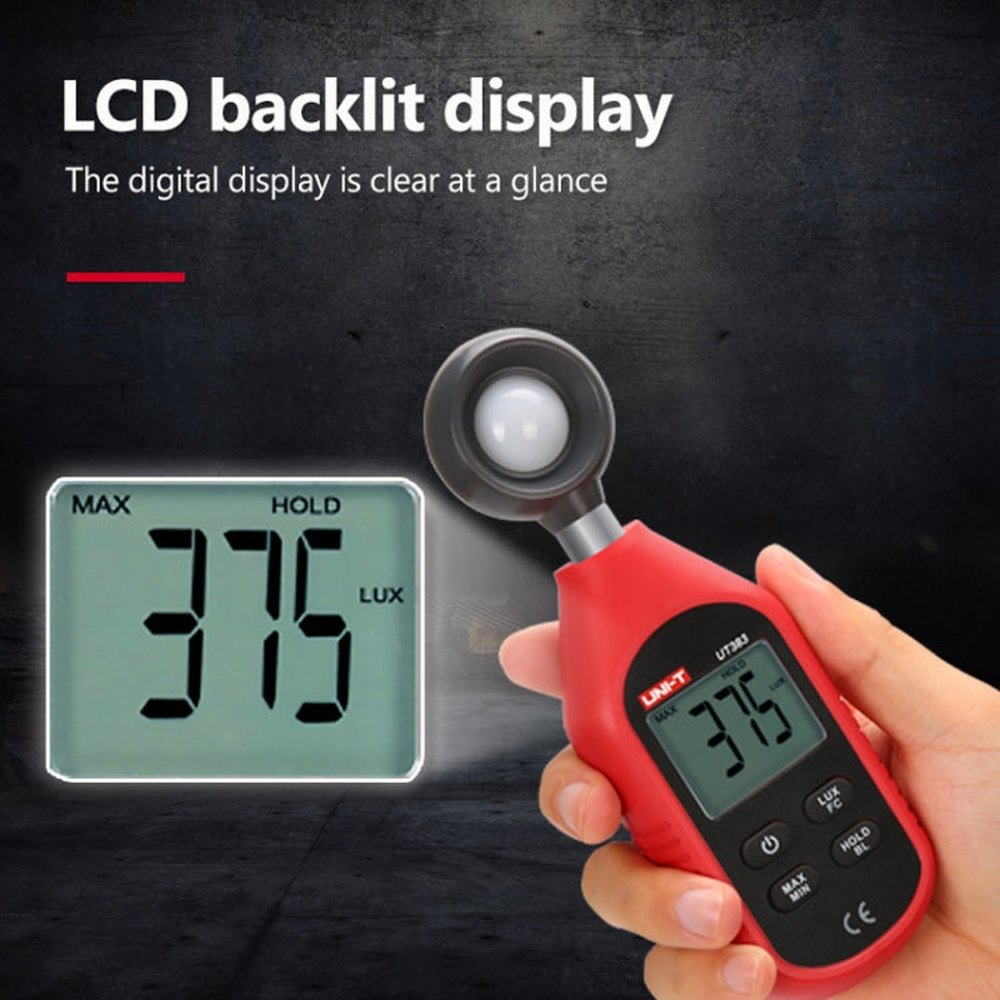 200,000 LUX Digital Luxmeter Luminance Light Meter With LCD Backlit Display, UNI-T UT383, UNI-T UT383BT