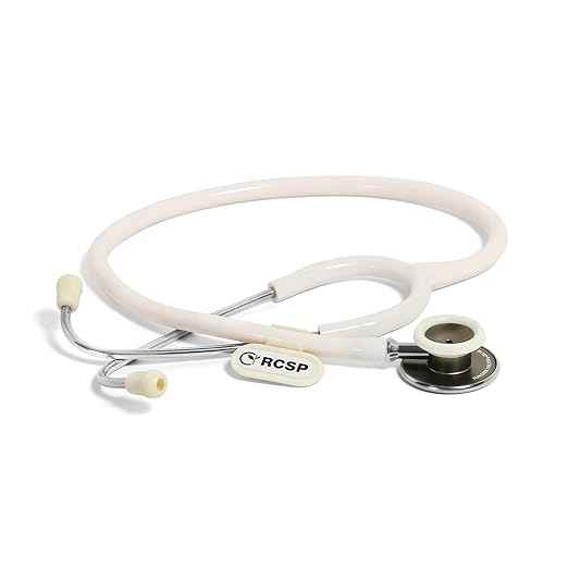 RCSP Micro Brown Stethoscope for Doctors and Medical Students with Comfortable Aluminium Chest Piece, Flexible Latex-Free Tube, Soft Sealing Ear Knobs, White