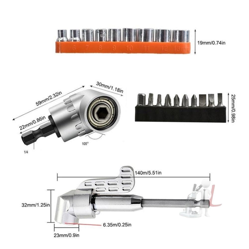 22 PCS / Set Screwdriver Corner Universal Soft Shaft Hex Handle Batch Combination Tool, 22 PCS / Set Shaft Hex - laboratorydeal