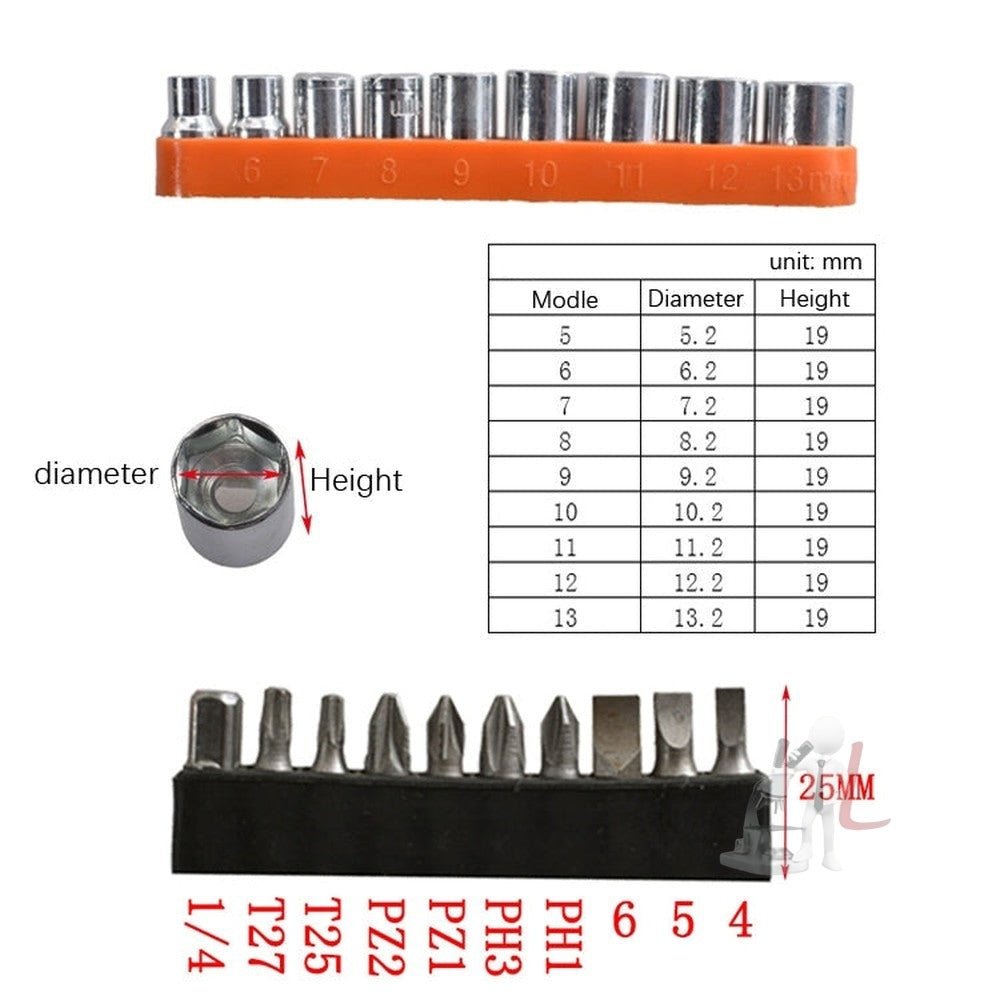 22 PCS / Set Screwdriver Corner Universal Soft Shaft Hex Handle Batch Combination Tool, 22 PCS / Set Shaft Hex - laboratorydeal
