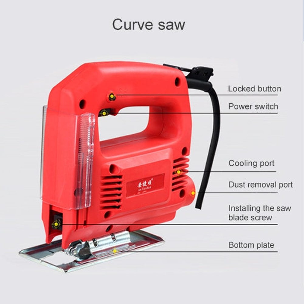 220V Jig Saw Electric Saw Woodworking Electric Tools Multifunction Chainsaw Hand Saws Wood Cutting Machine With Laser & (2 Saw Blade) without Guide, EU plug, 65 Sale Version