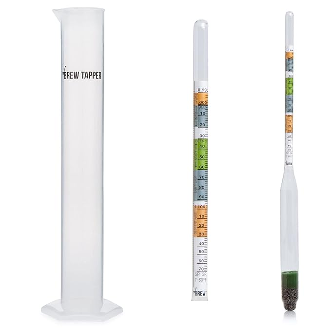 Triple Scale Hydrometer with Plastic Test Jar Combo for Beer, Wine, Mead & Kombucha