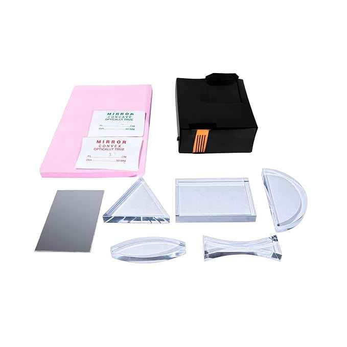 Optics Lens Set Light & Optics Class Demo Kit 5 Acrylic Lens 3 Mirror Ray Box with 4 Beam of Light Set with User Manual | Physics for Class 9 and 12