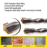 2pcs Hand Electric Drill Shock Drill Wall Mix Soil Cement Wall Construction Drill Bit, Model: 3x66mm Round Handle, 3x66mm Round Handle, 4x76mm Round Handle, 5x84mm Triangle Handle, 6x100mm Triangle Handle, 8x114mm Triangle Handle, 10x110mm Triangle Handle
