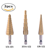 3 In 1 Hexagonal Shank Step Drill High Speed Steel Rear Hole Opening Tool, 3 In 1 / Set Hexagonal Shank Step Drill