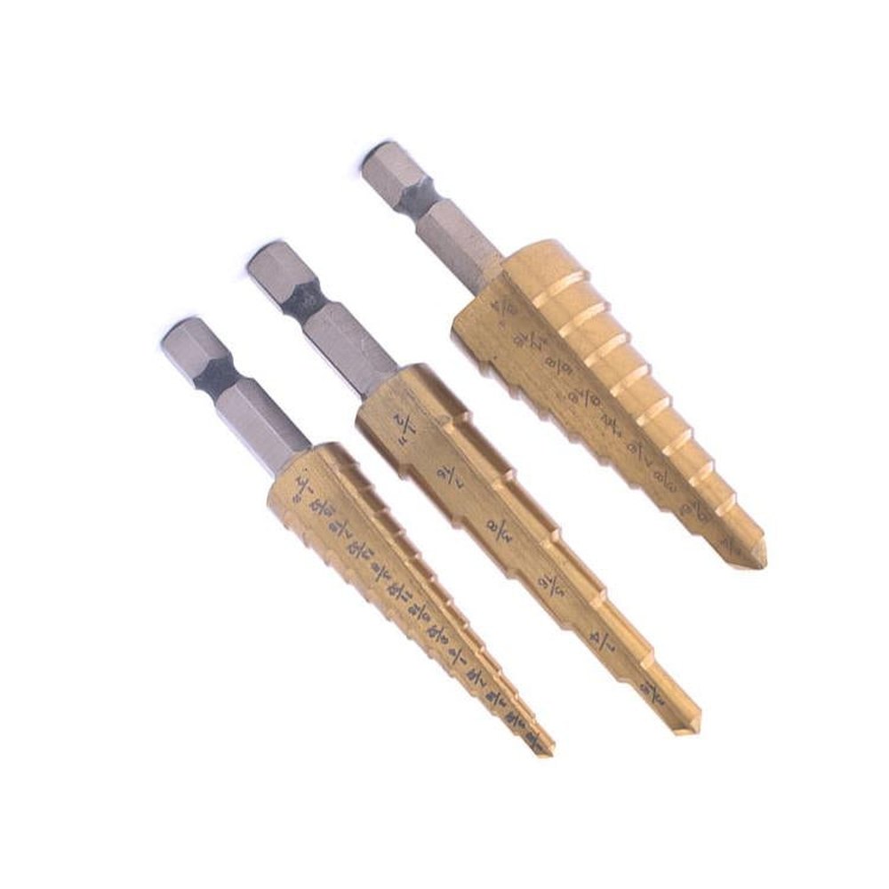 3 In 1 Hexagonal Shank Step Drill High Speed Steel Rear Hole Opening Tool, 3 In 1 / Set Hexagonal Shank Step Drill