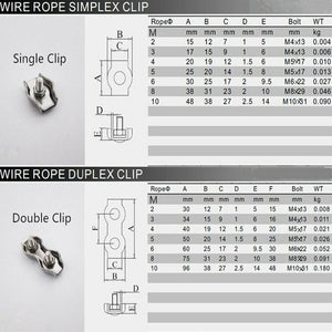 304 Stainless Steel Plate Single Clip Double Clamp Wire Rope Clamp, M2 Double Clip, M3 Double Clip, M4 Double Clip, M5 Double Clip, M6 Double Clip, M8 Double Clip, M10 Double Clip, M2 Single Clip, M10 Single Clip - laboratorydeal