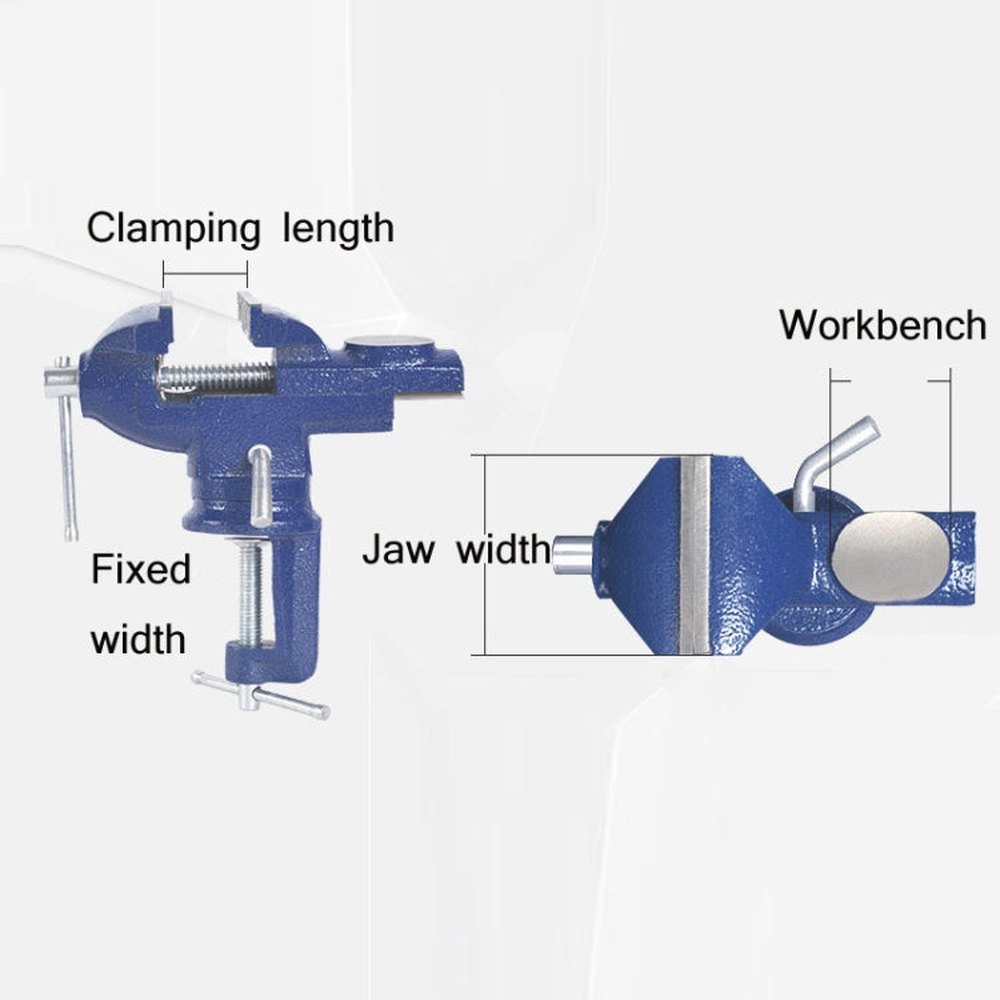 360 - Degree Rotating Small Vise Table Flat Universal Table Clamp, Random Color Delivery, 50mm, 60mm, 65mm - laboratorydeal