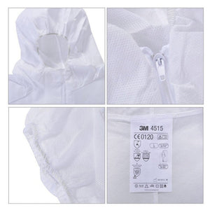 3M 4515 One-piece White Anti-static Anti-chemical Dustproof Sandblasting Suit with Cap, Size: M, 3M M