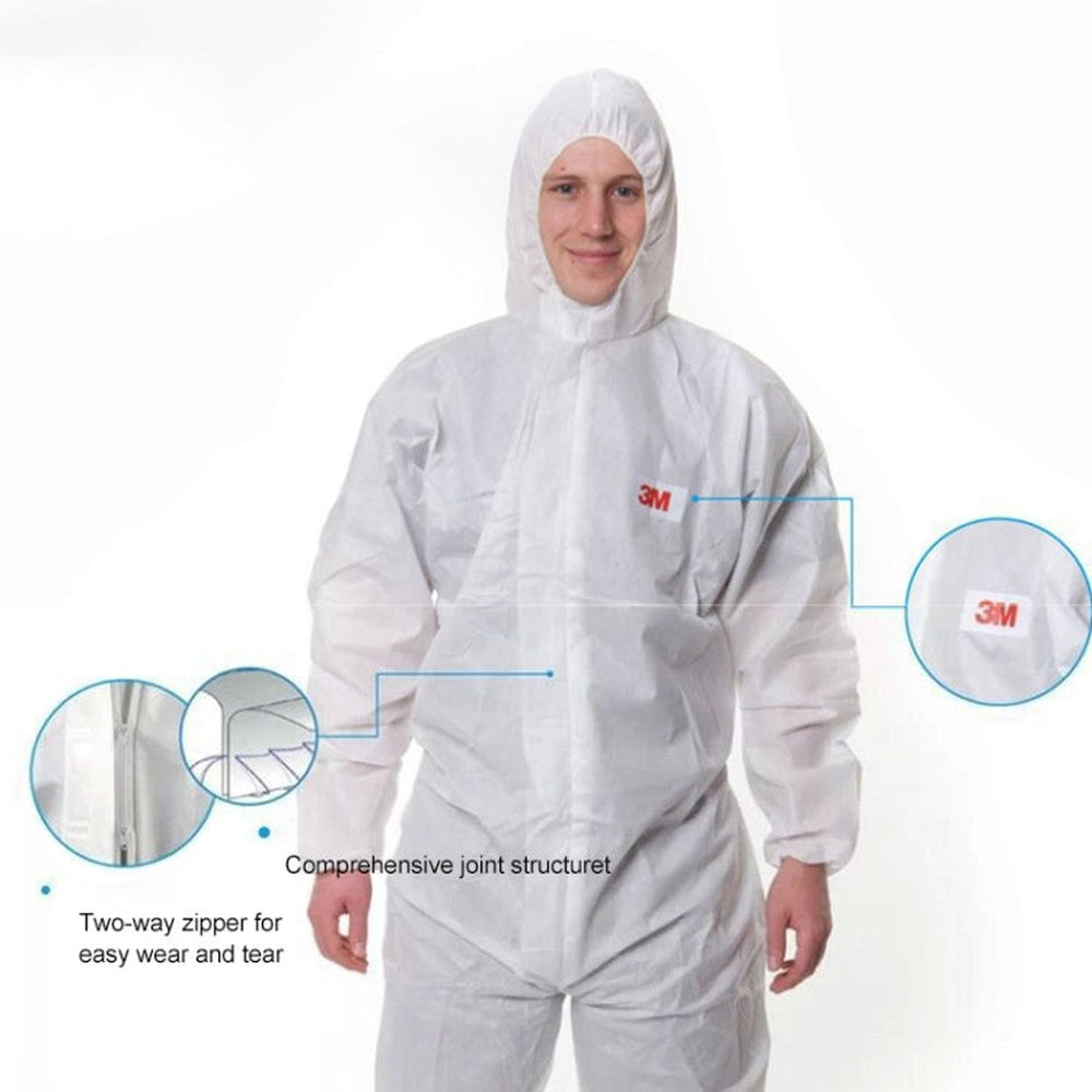 3M 4515 One-piece White Anti-static Anti-chemical Dustproof Sandblasting Suit with Cap, Size: XL, 3M XL