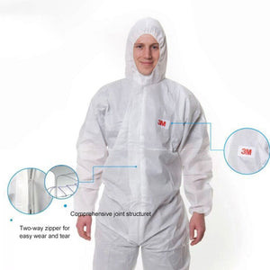 3M 4515 One-piece White Anti-static Anti-chemical Dustproof Sandblasting Suit with Cap, Size: M, 3M M