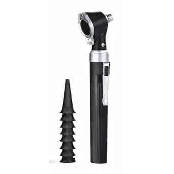 Dr. Care Mini Otoscope - Portable Ear Light and Exam Kit for Home and Professional Use - Fiber Optic Scope Ear Scope with Light, Ear Infection Detector - Pocket Diagnostic Equipment (Black)