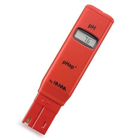 New pHep, 0.1 pH, with ATC | Slim & Ergonomic Design With Large Multi Level LCD Display | Built-In Temparature Sensor | Tow-Button Function - Red