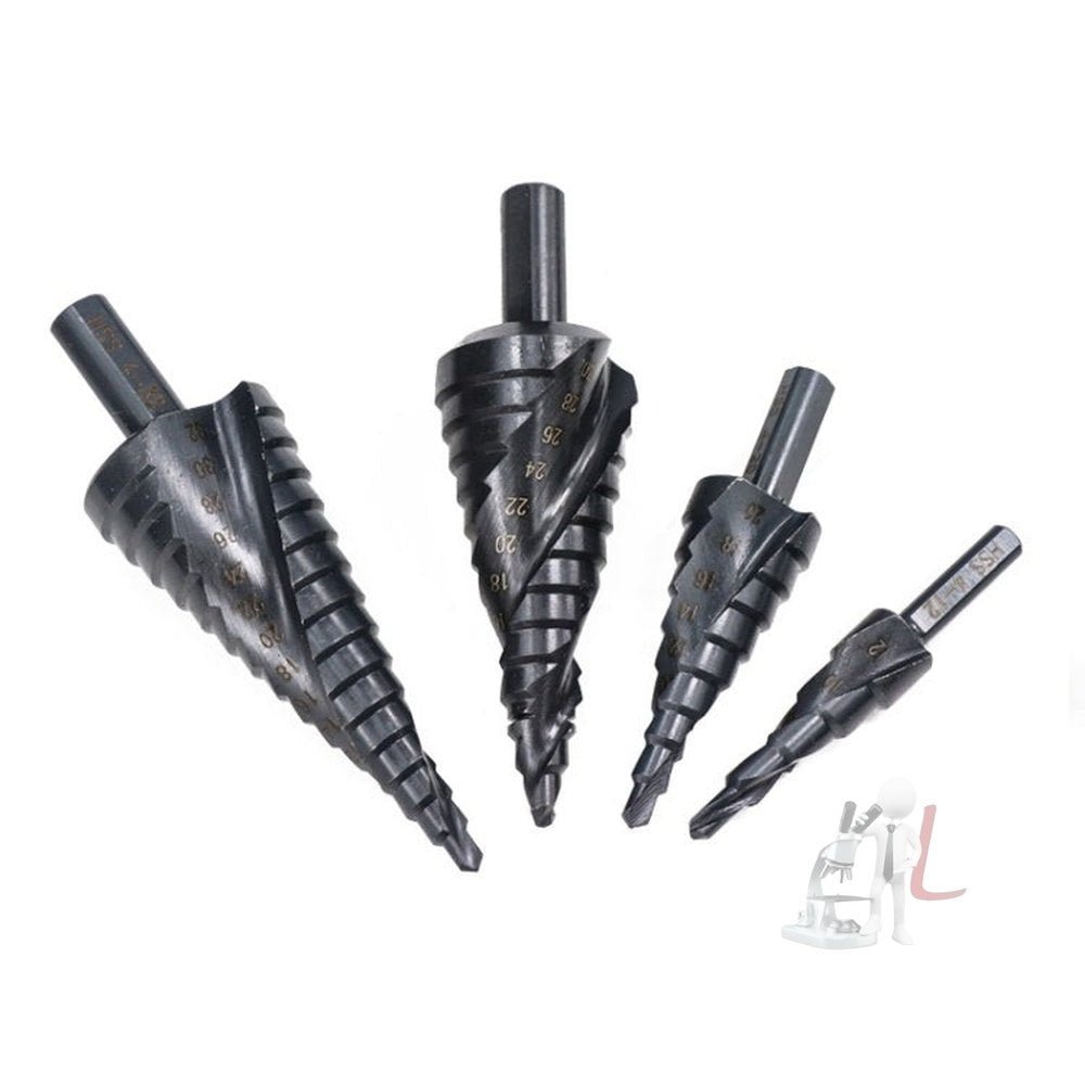 4 - 12mm Triangular Shank Spiral Flute Step Drill Bit, 4 - 12mm, 4 - 20mm, 4 - 32mm, 6 - 30mm - laboratorydeal