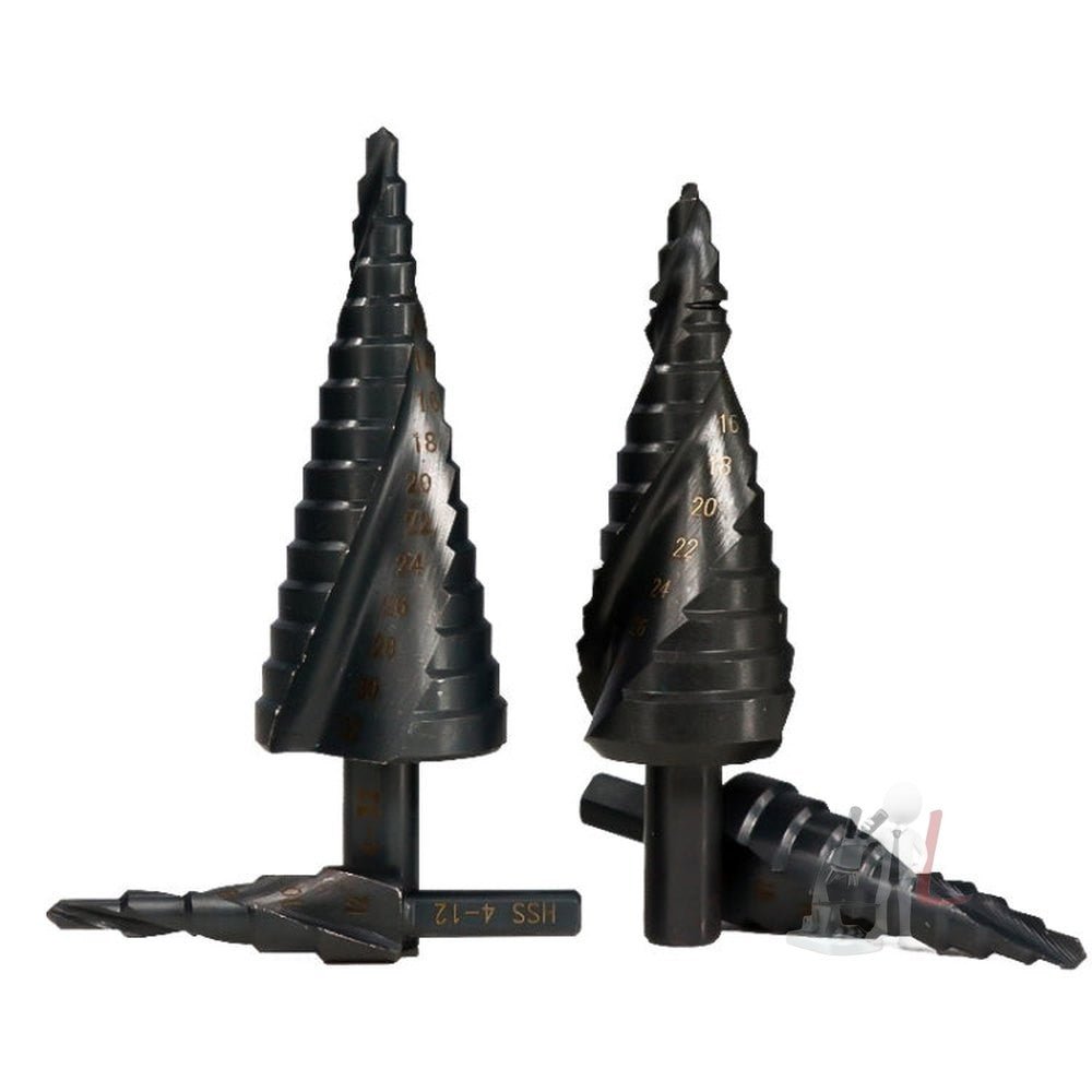 4 - 12mm Triangular Shank Spiral Flute Step Drill Bit, 4 - 12mm, 4 - 20mm, 4 - 32mm, 6 - 30mm - laboratorydeal