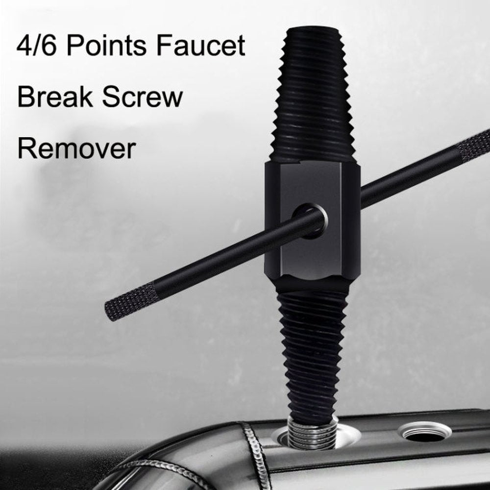 4 / 6 Points Faucet Break Screw Remover Smooth Silky Tooth Double - headed Screw Tool, Black - laboratorydeal