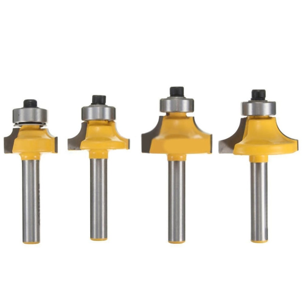 4 PCS/Set 1/4 Handle Alloy Fillet Knife Woodworking Trimming Machine Bit, 4 PCS/Set 1/4 Handle