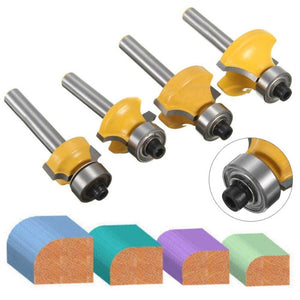 4 PCS/Set 1/4 Handle Alloy Fillet Knife Woodworking Trimming Machine Bit, 4 PCS/Set 1/4 Handle - laboratorydeal