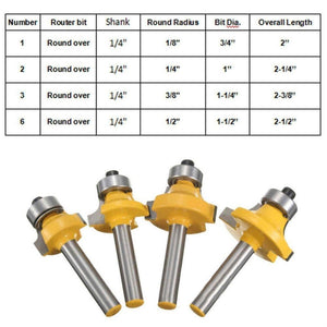 4 PCS/Set 1/4 Handle Alloy Fillet Knife Woodworking Trimming Machine Bit, 4 PCS/Set 1/4 Handle - laboratorydeal