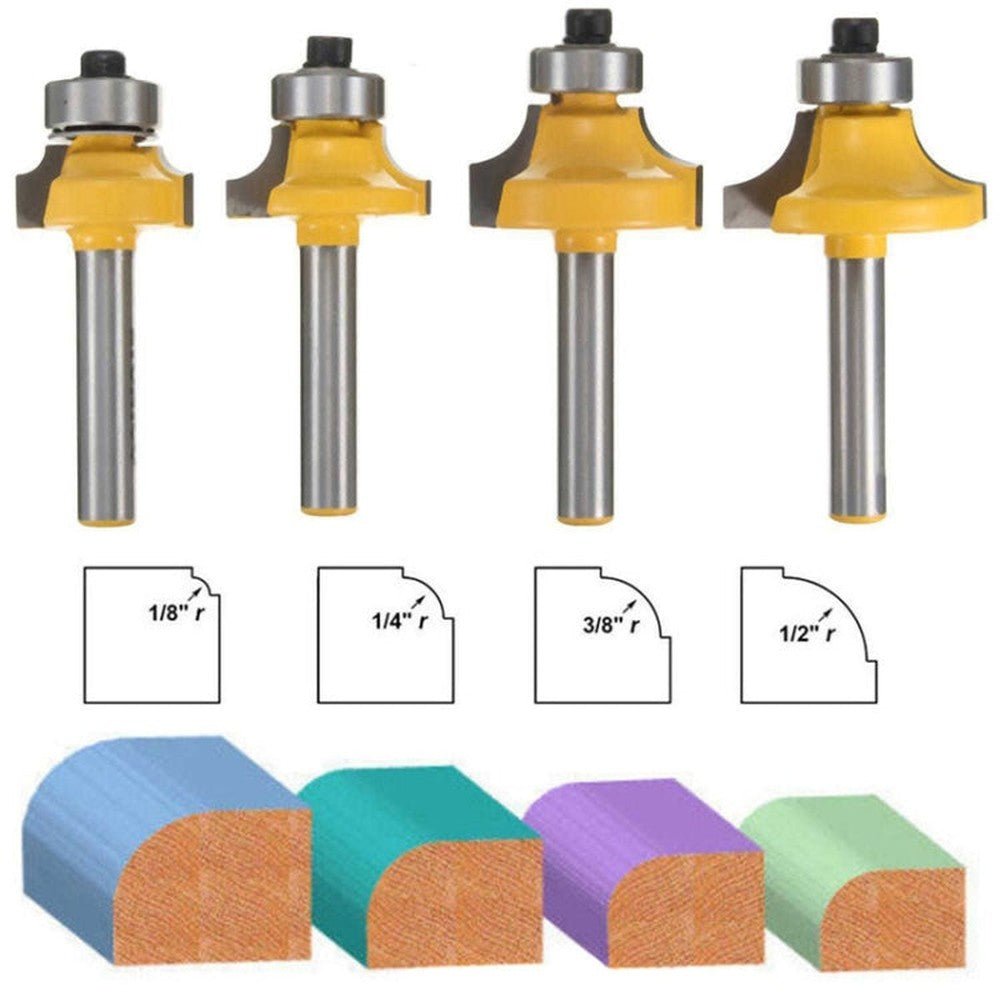 4 PCS/Set 1/4 Handle Alloy Fillet Knife Woodworking Trimming Machine Bit, 4 PCS/Set 1/4 Handle - laboratorydeal
