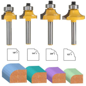 4 PCS/Set 1/4 Handle Alloy Fillet Knife Woodworking Trimming Machine Bit, 4 PCS/Set 1/4 Handle - laboratorydeal