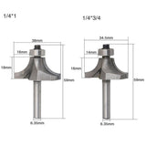 4 PCS/Set Round Corner Woodworking Cutter Trimming Machine Alloy Cutter Head, 4 PCS/Set Alloy Cutter Head