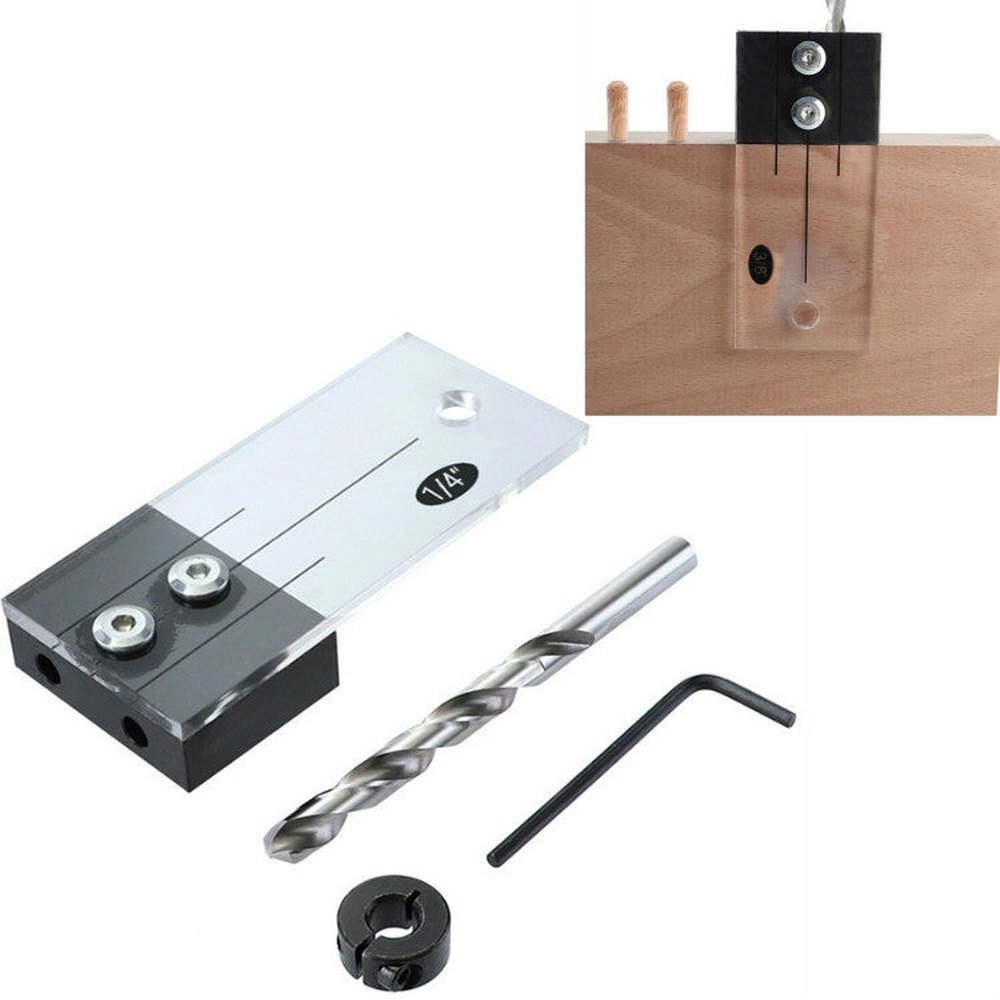 4 PCS / Set Woodworking Hole Locator Woodworking Special Hole Set Fixture Small Vertical Drilling Hole Positioning Tool, A 1/2 inch, B 3/8 inch, C 1/4 inch - laboratorydeal