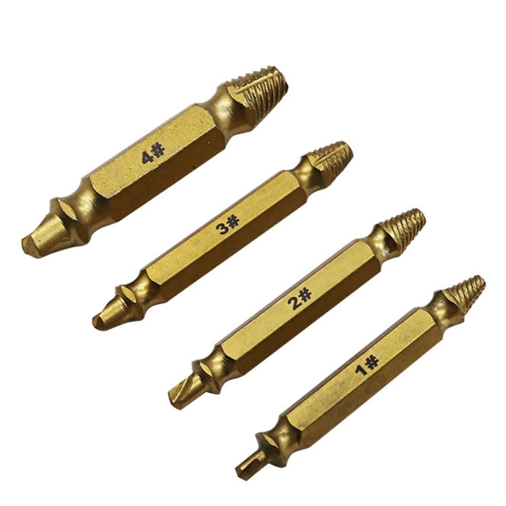 4 in 1 Screw Extractor Drill Bits Tool Broken Bolt Remover(1#, 2#, 3#, 4#), with Plastic Case, Gold s2, Gold 4341, 4341, s2