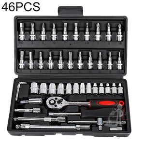 46 In 1 Multi-function Car Repair Combination Toolbox Ratchet Wrench Set (Red), 46 In 1(Red), 46 In 1(Black), 46 In 1(Blue)
