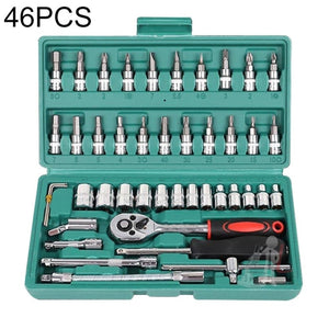 46 In 1 Multi-function Car Repair Combination Toolbox Ratchet Wrench Set (Red), 46 In 1(Red), 46 In 1(Black), 46 In 1(Blue)