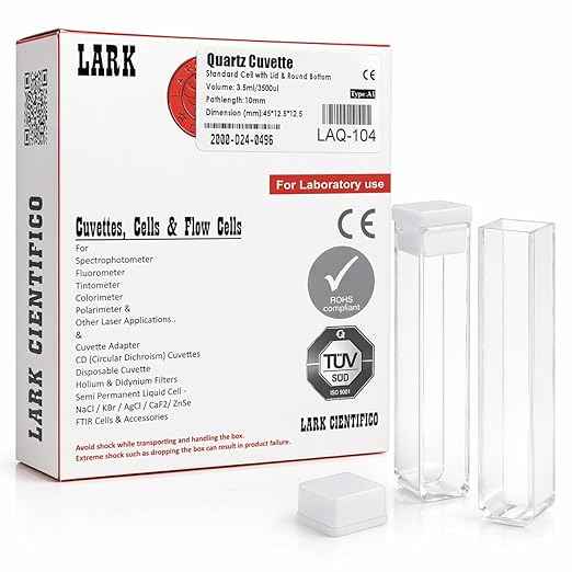 Lark LAQ-104 Quartz Cuvette Transparent Side (2 Side Transparent) (Set Of 2 Pieces),(Path Length-10 Mm),(Capacity: 3.5 Ml)
