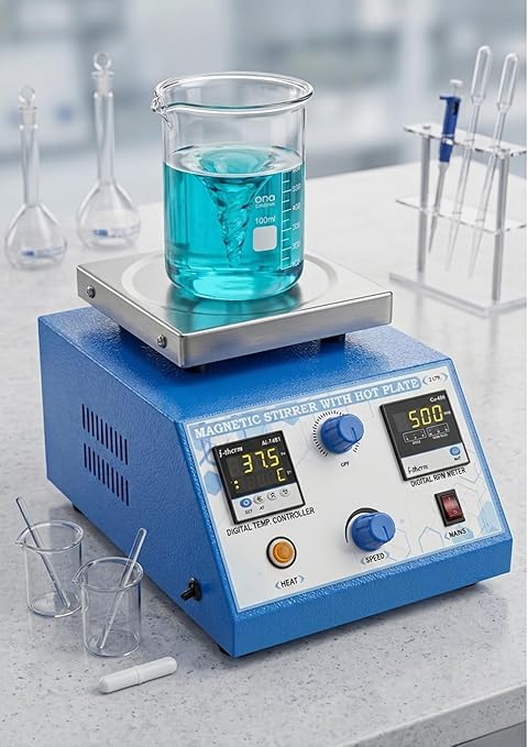 DIGITAL MAGNETIC STIRRER WITH HOT PLATE 150℃/302°F | 100-1800 rpm | 2L | 110V Support Stand Stir Bar Retriever Temp Probe Sensor Stir Bars Included Digital RPM(Warranty-1 year)