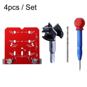 4pcs / Set 35mm Hinge Drilling Locator Hinging Hole Punching Auxiliary Tool, Black, Red - laboratorydeal