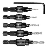 5 PCS/Set Countersink Woodworking Drill Bit Set Hexagon Screw Hardware Tool, Gold, Silver