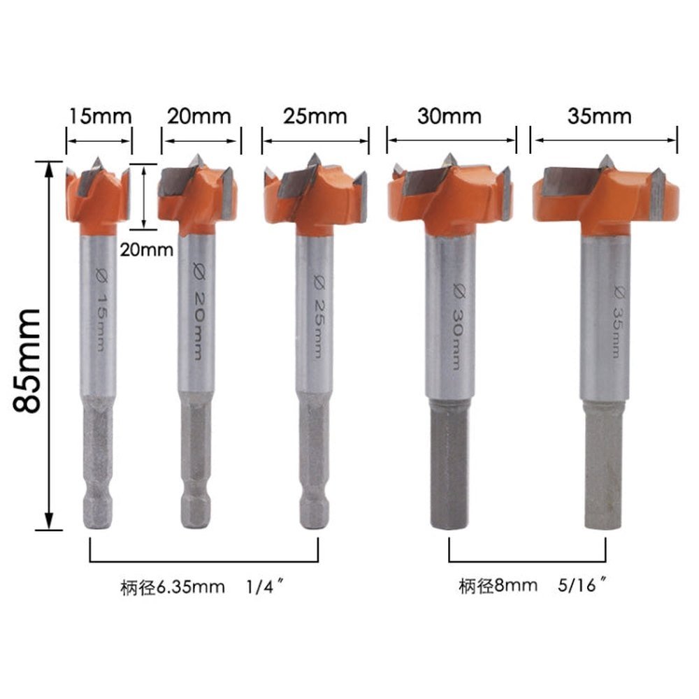 5 PCS / Set Woodworking Hole Opener Hinge Stone Cream Board Wood Take - Hole Door Window With Collar Woodworking Flat Drill Bit, 5 PCS / Set Woodworking Hole Opener - laboratorydeal